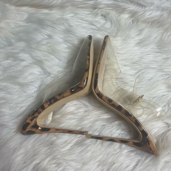 SIMMI London clear plastic sling back Leopard prints trim and heels Size 8 - Picture 6 of 8